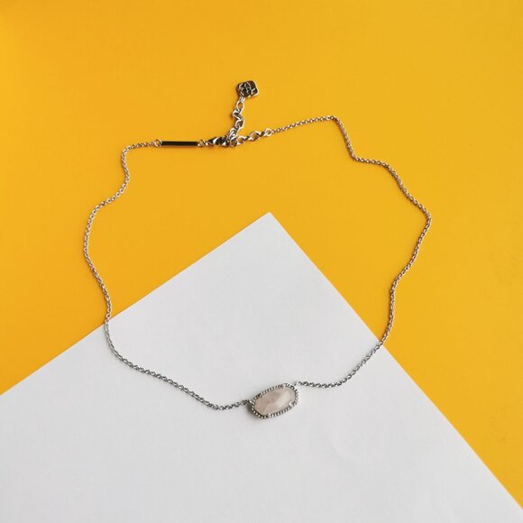 Elisa Silver Rose Quartz Pendant Necklace by Kendra Scott - Picture 4 of 4